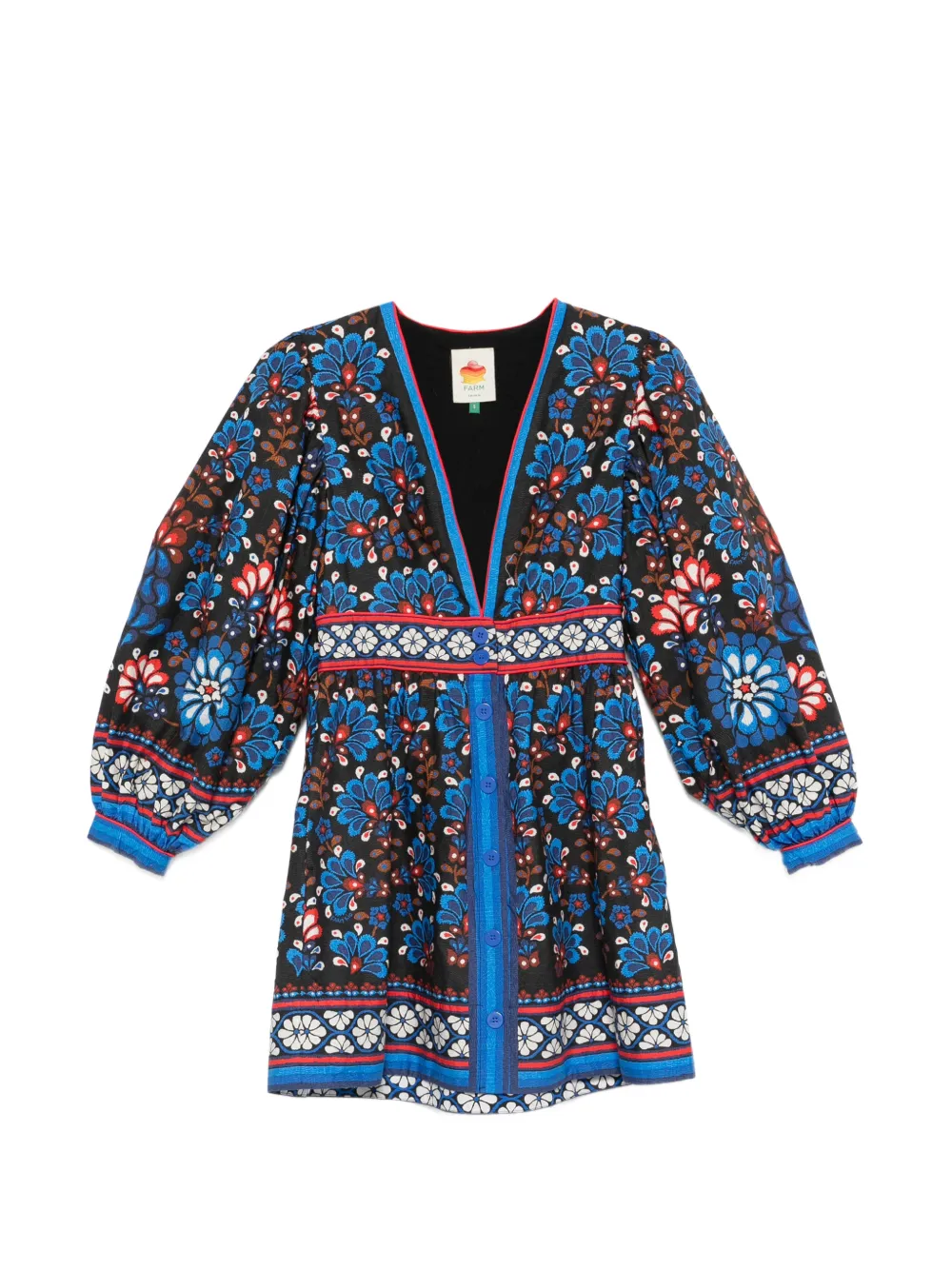 FARM Rio Latina Scarf V-neck mini dress - Nero