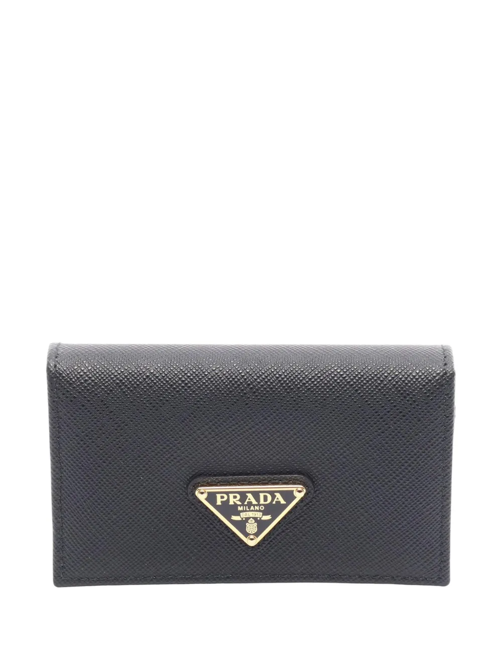 Pre-owned Prada 2013-2025 Saffiano Logo Card Holder In Black