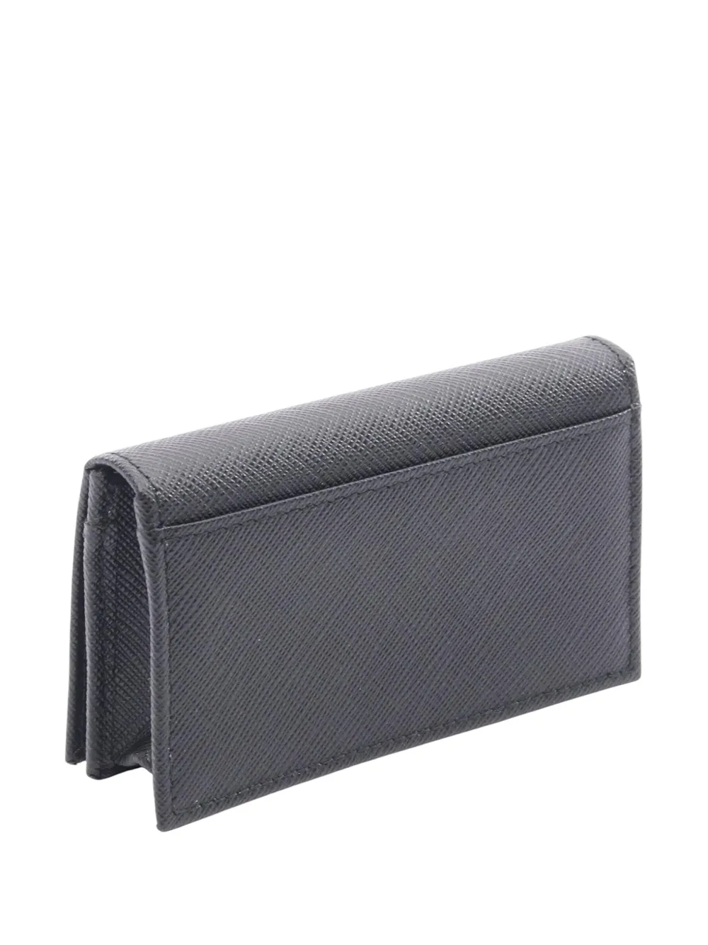 Pre-owned Prada 2013-2025 Saffiano Logo Card Holder In Black