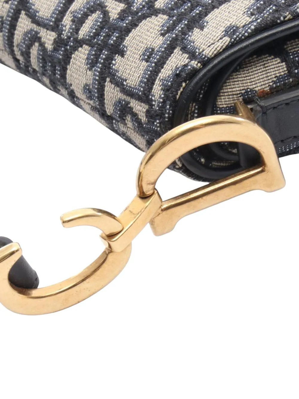 Pre-owned Dior 2018 Mini Oblique Canvas Saddle Bag Handbag In Blue