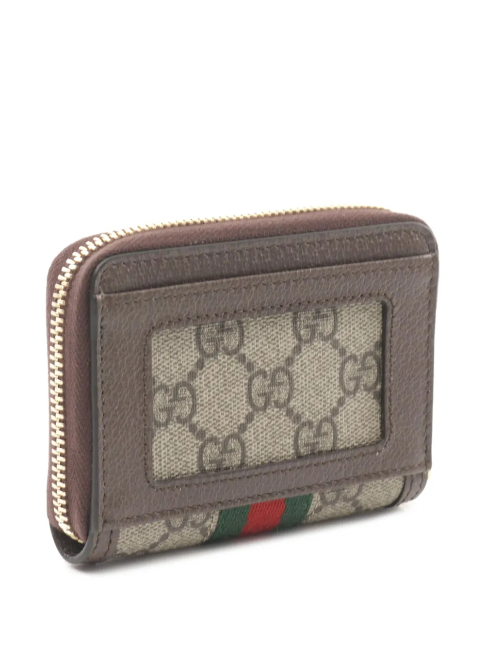 Pre-owned Gucci 2016-2025 Gg Supreme Ophidia Case Card Holder In Brown