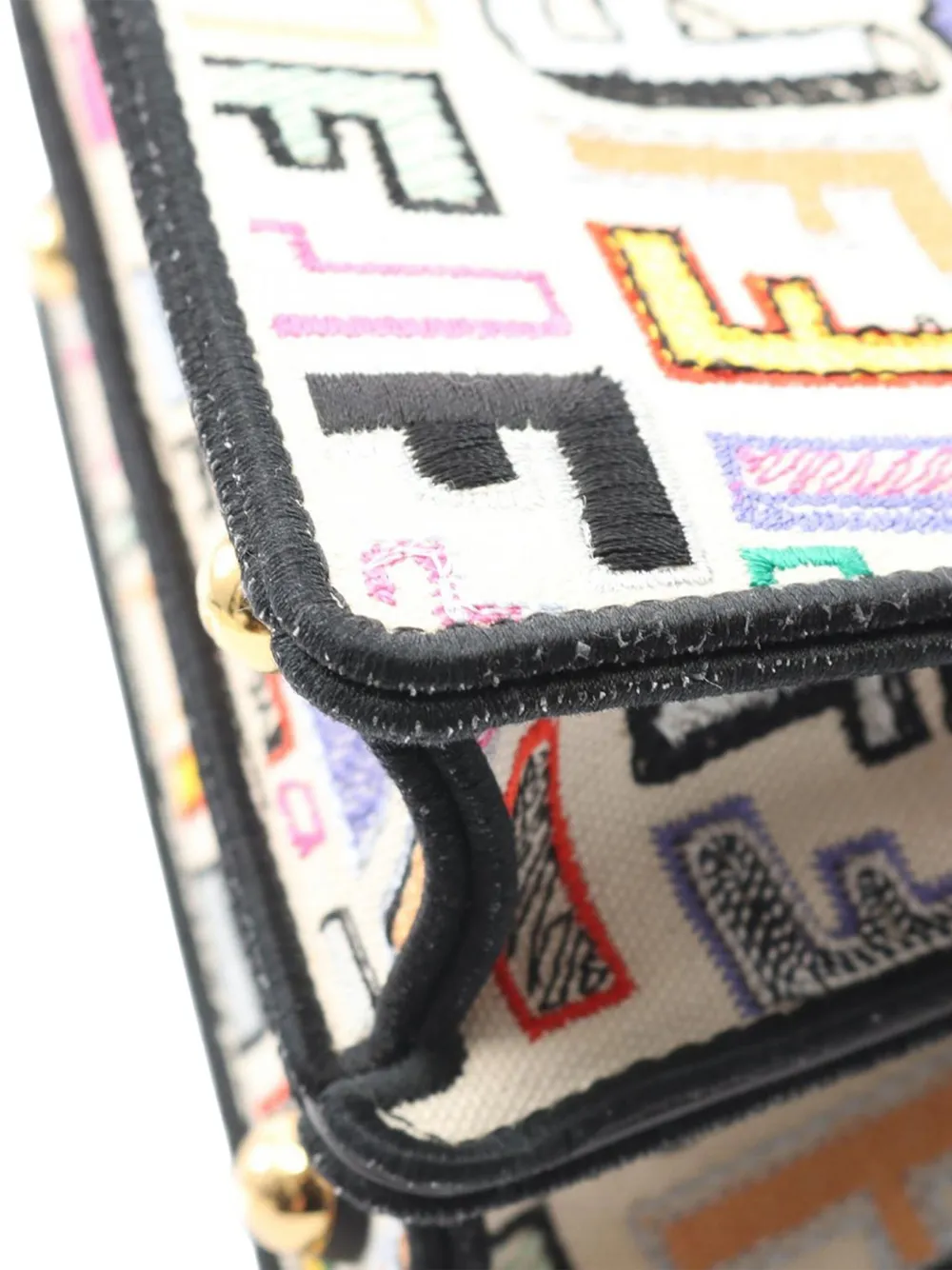 Pre-owned Fendi 2010-2025 Chinese Valentines Day Micro Zucca Embroidered Canvas Peekaboo Iseeu Satchel In Brown