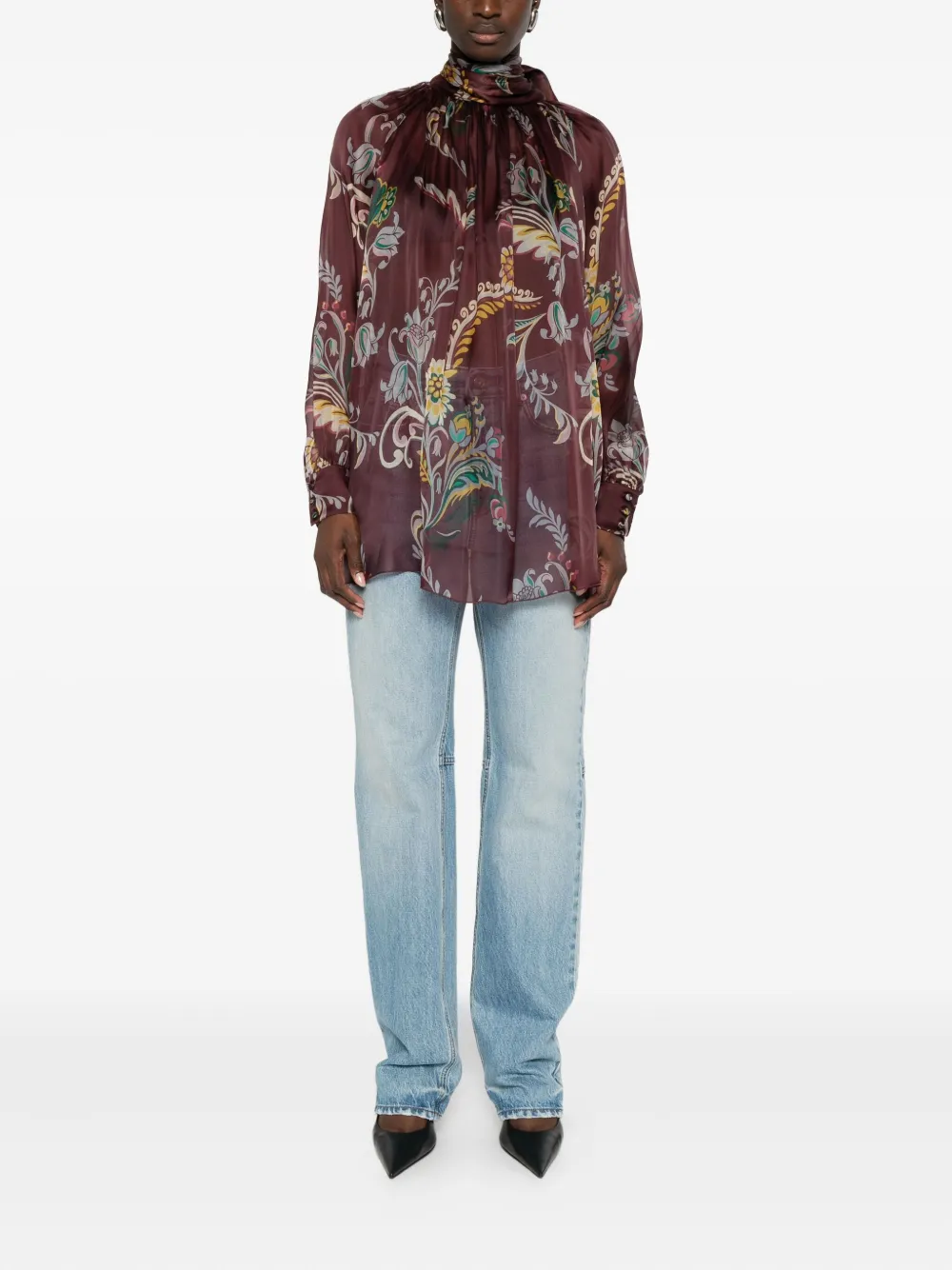 Etro Women Silk Blouse With Paisley Print In Multi