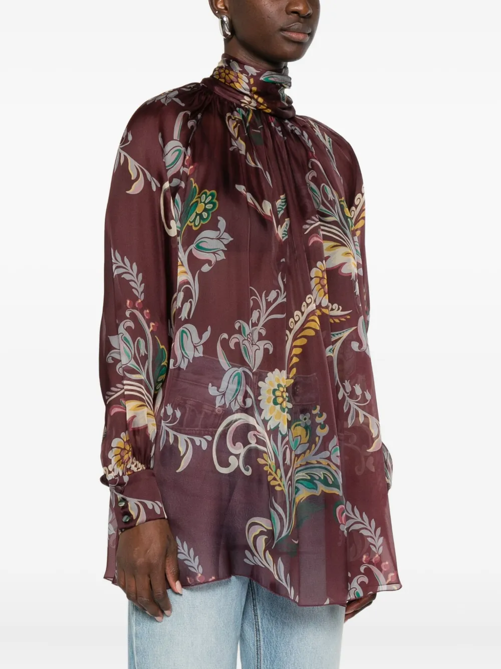 Etro Women Silk Blouse With Paisley Print In Multi