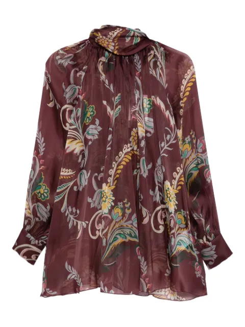 ETRO blusa de seda con estampado de cachemira