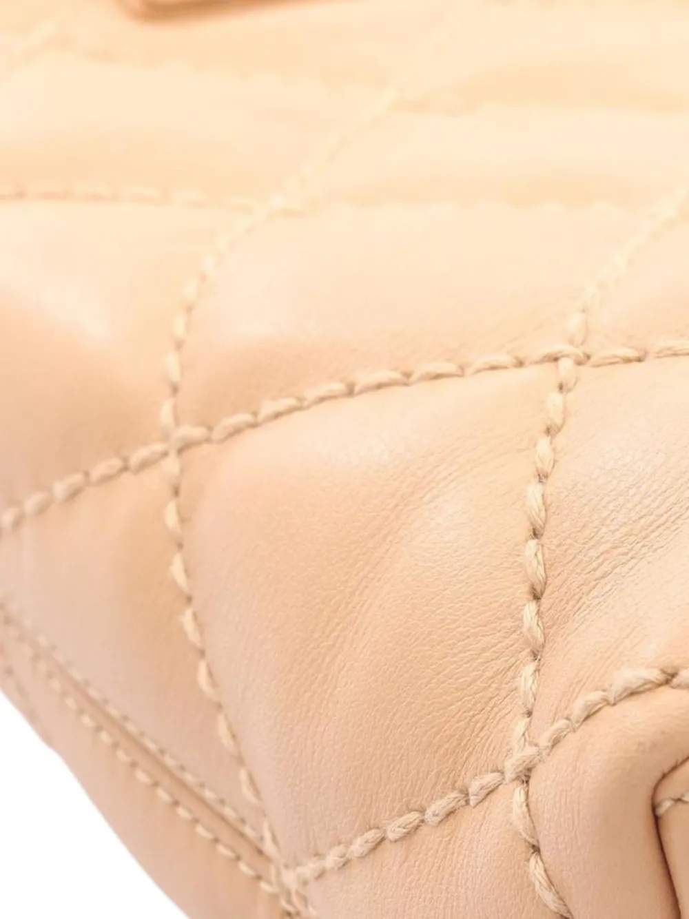Pre-owned Chanel 2002-2003 Cc Calfskin Wild Stitch Handbag Tote Bag In Brown
