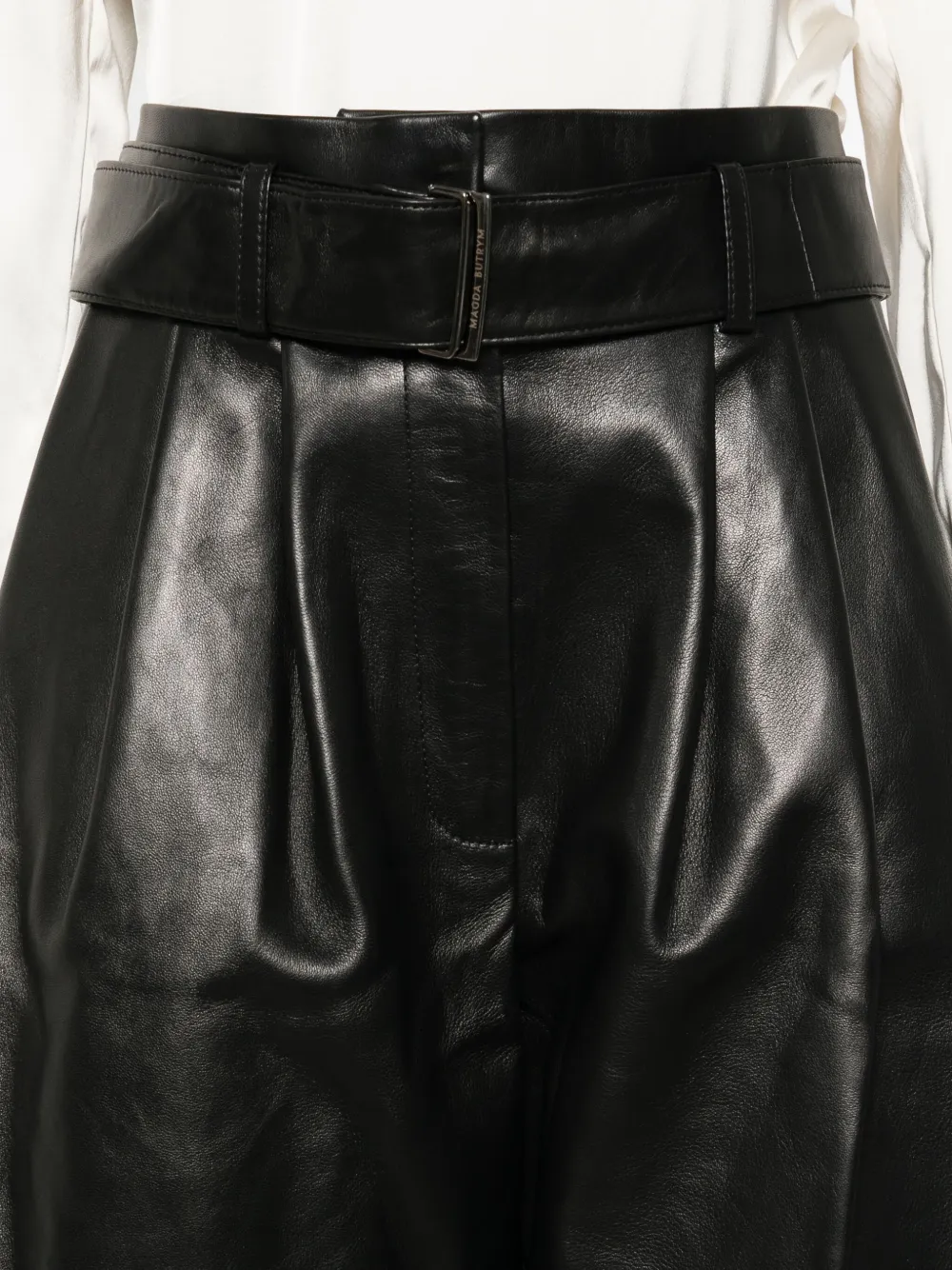 Magda Butrym Belted Leather Trousers In Black