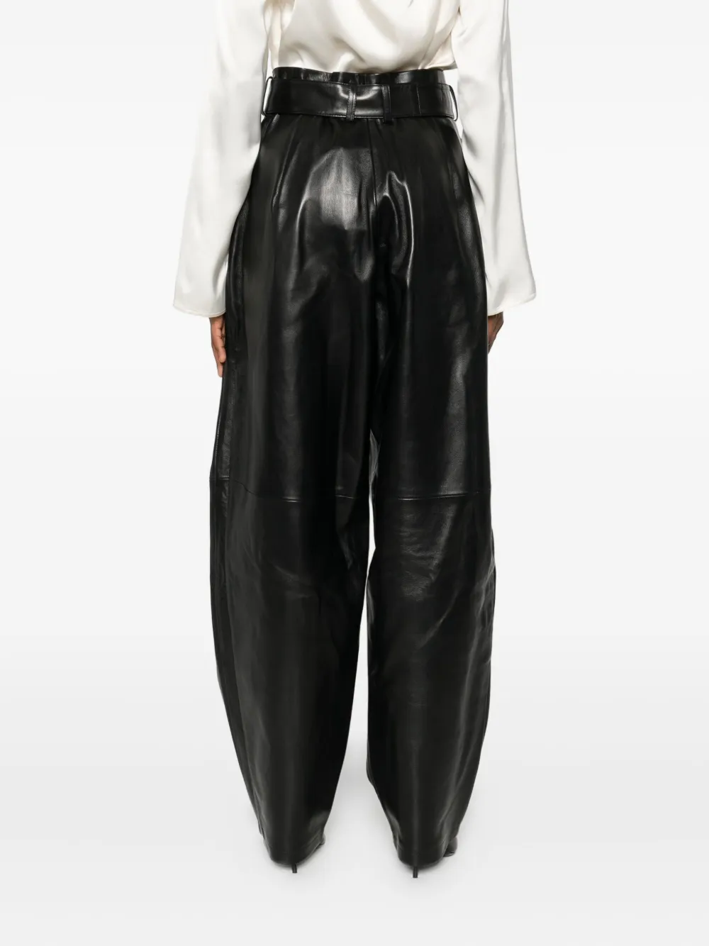 Magda Butrym Belted Leather Trousers In Black