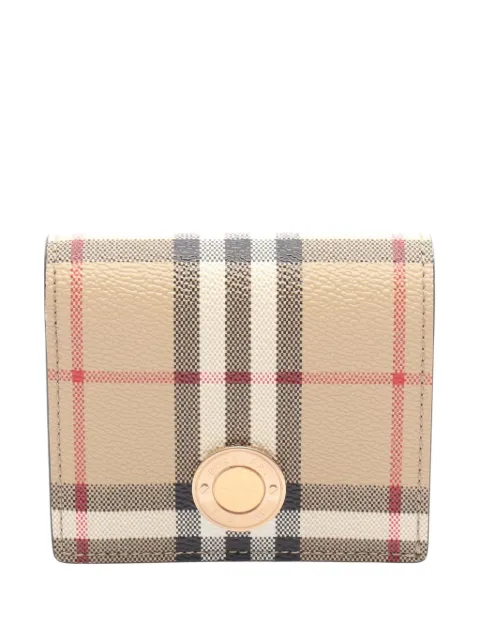 Burberry Pre-Owned محفظة صغيرة ثنائية الطي كانفا مطلية بكاروهات هاوس 2018-2025