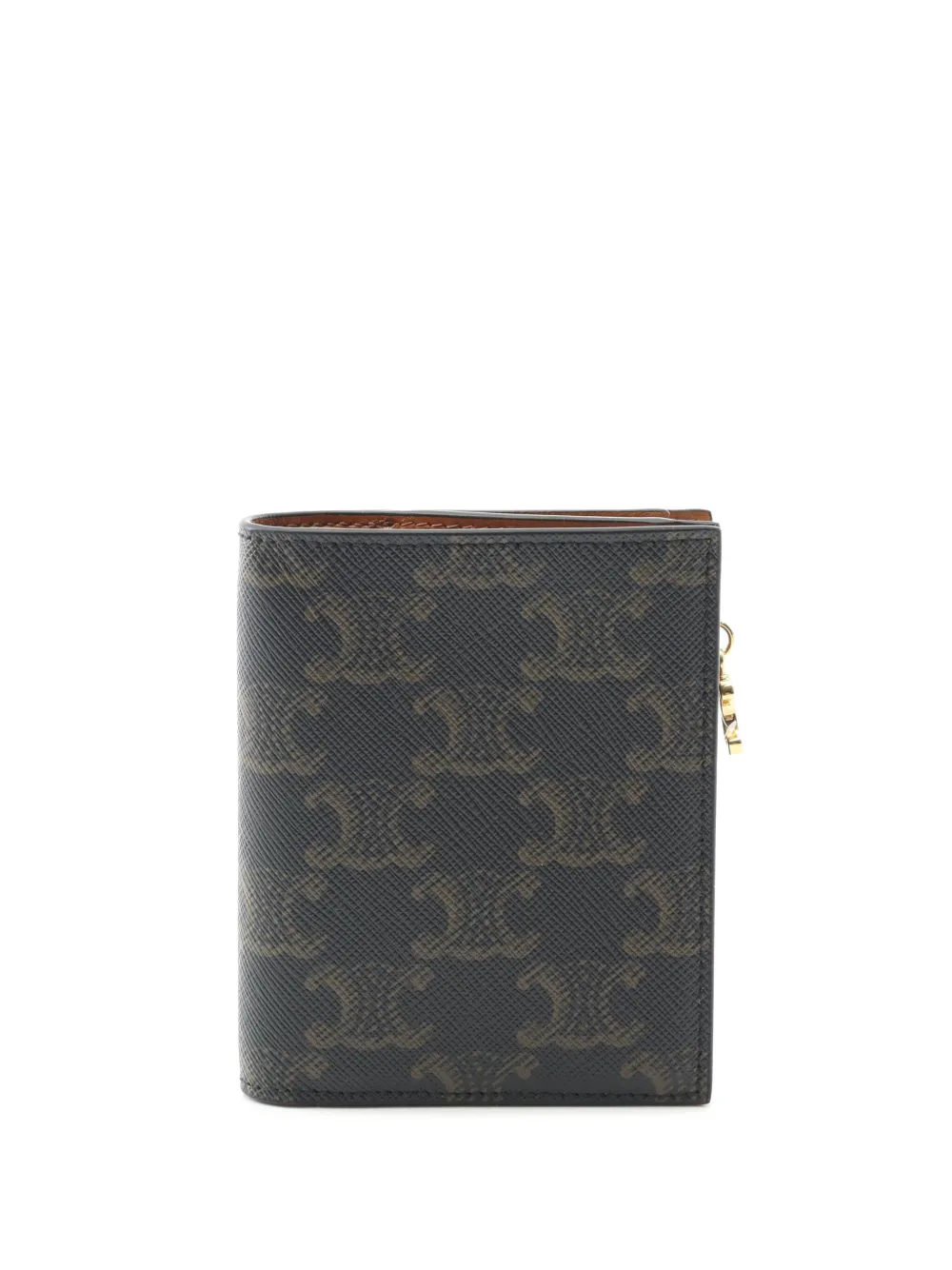 Pre-owned Celine 2010-2025 Triomphe Coated Canvas Compact Bifold Wallet Small Wallets In Brown
