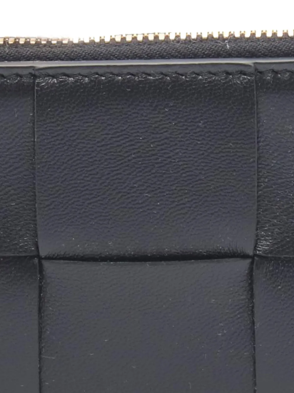 Pre-owned Bottega Veneta 2012-2025 Nappa Intreccio Cassette Zipped Case Card Holder In Black