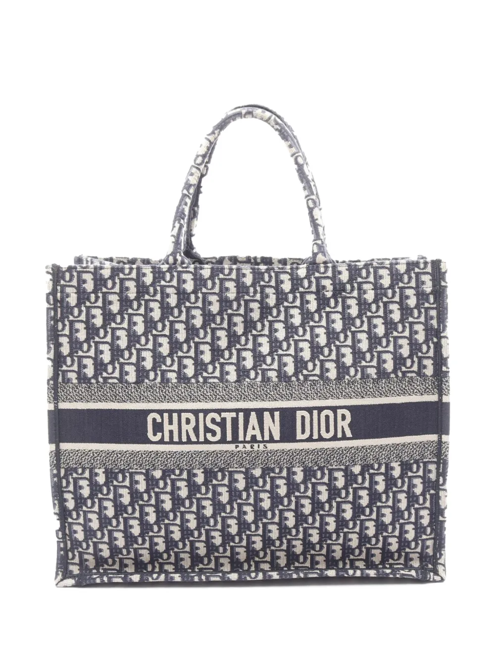 Pre-owned Dior 2018 Large Oblique Canvas Book Tote Bag In Blue