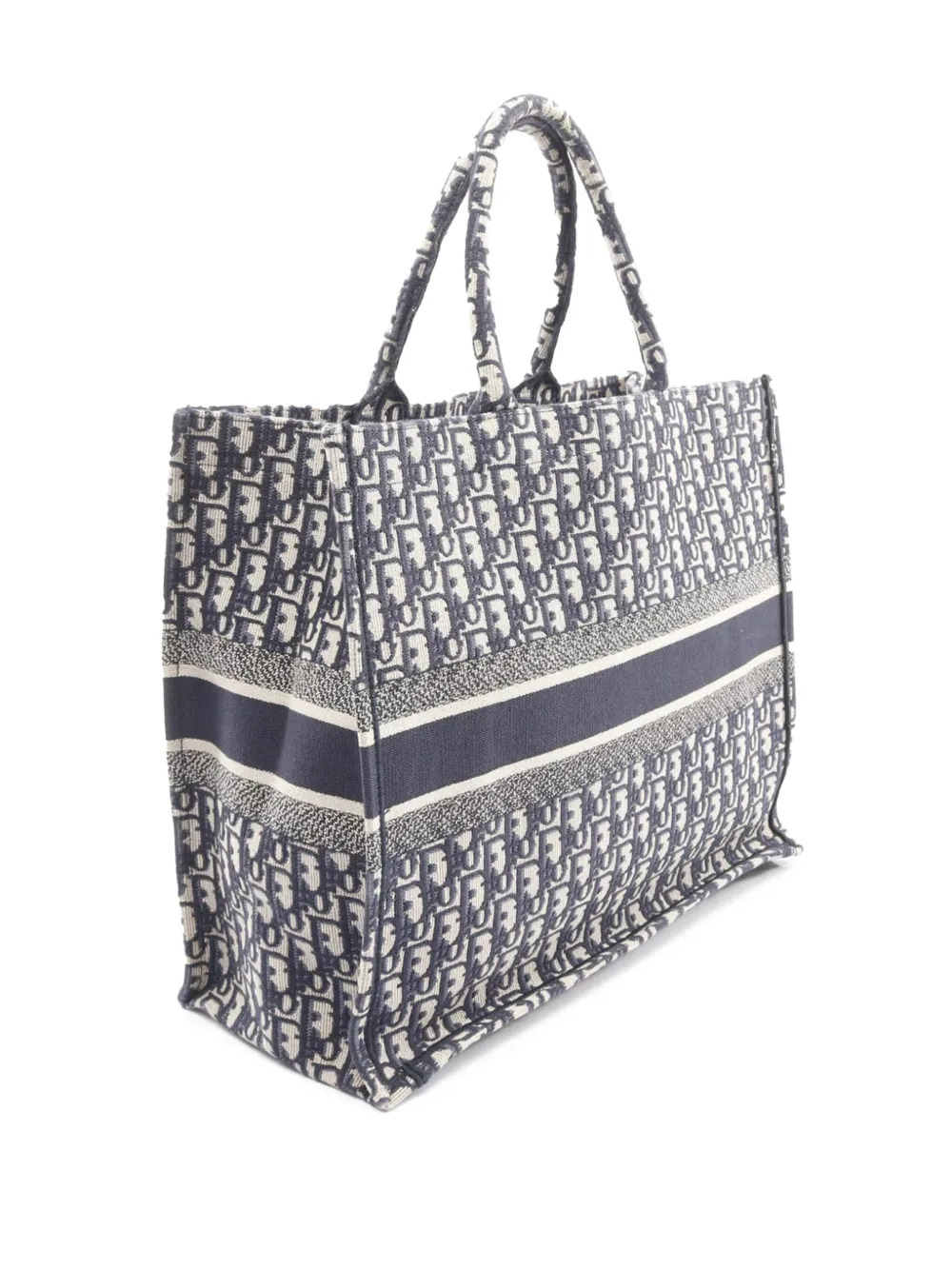Pre-owned Dior 2018 Large Oblique Canvas Book Tote Bag In Blue