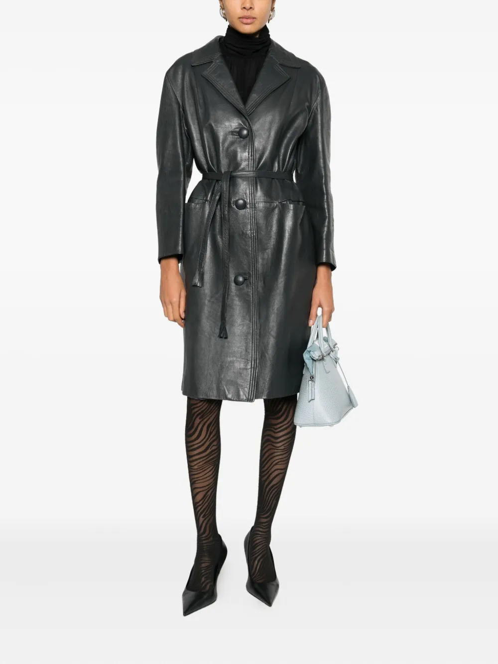 A.N.G.E.L.O. Vintage Cult 1960s jas met knopen en ceintuur - Grijs