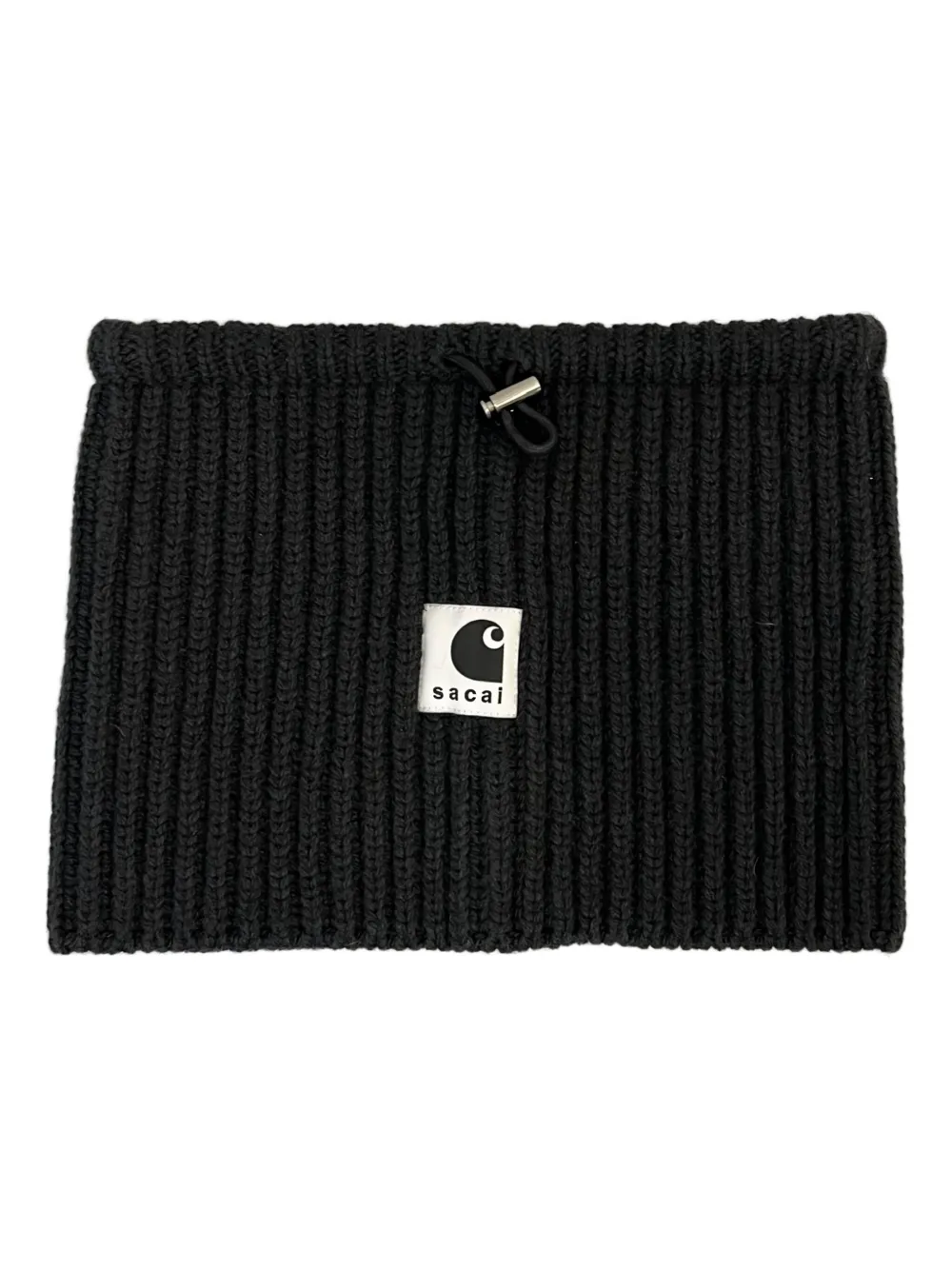 sacai x Carhartt WIP ribbed logo neck warmer | Black | Image 1
