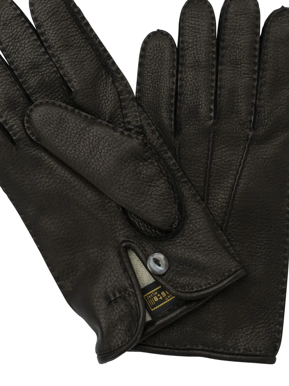 Restelli button leather gloves - Zwart