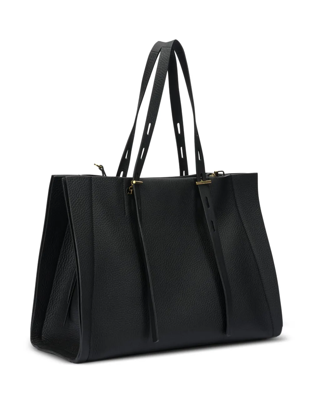 MINO BOSSI Paula textured leather tote bag - Zwart