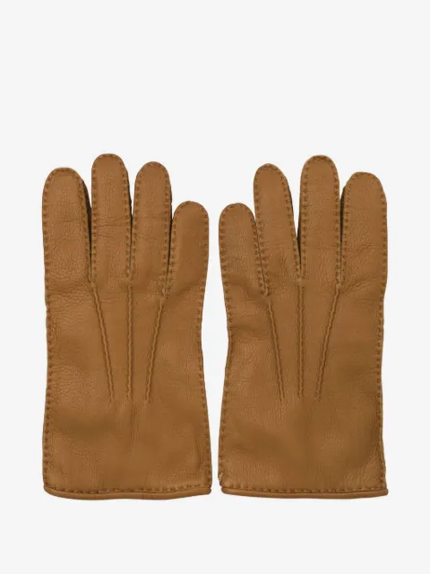 Restelli gants en cuir à coutures contrastantes