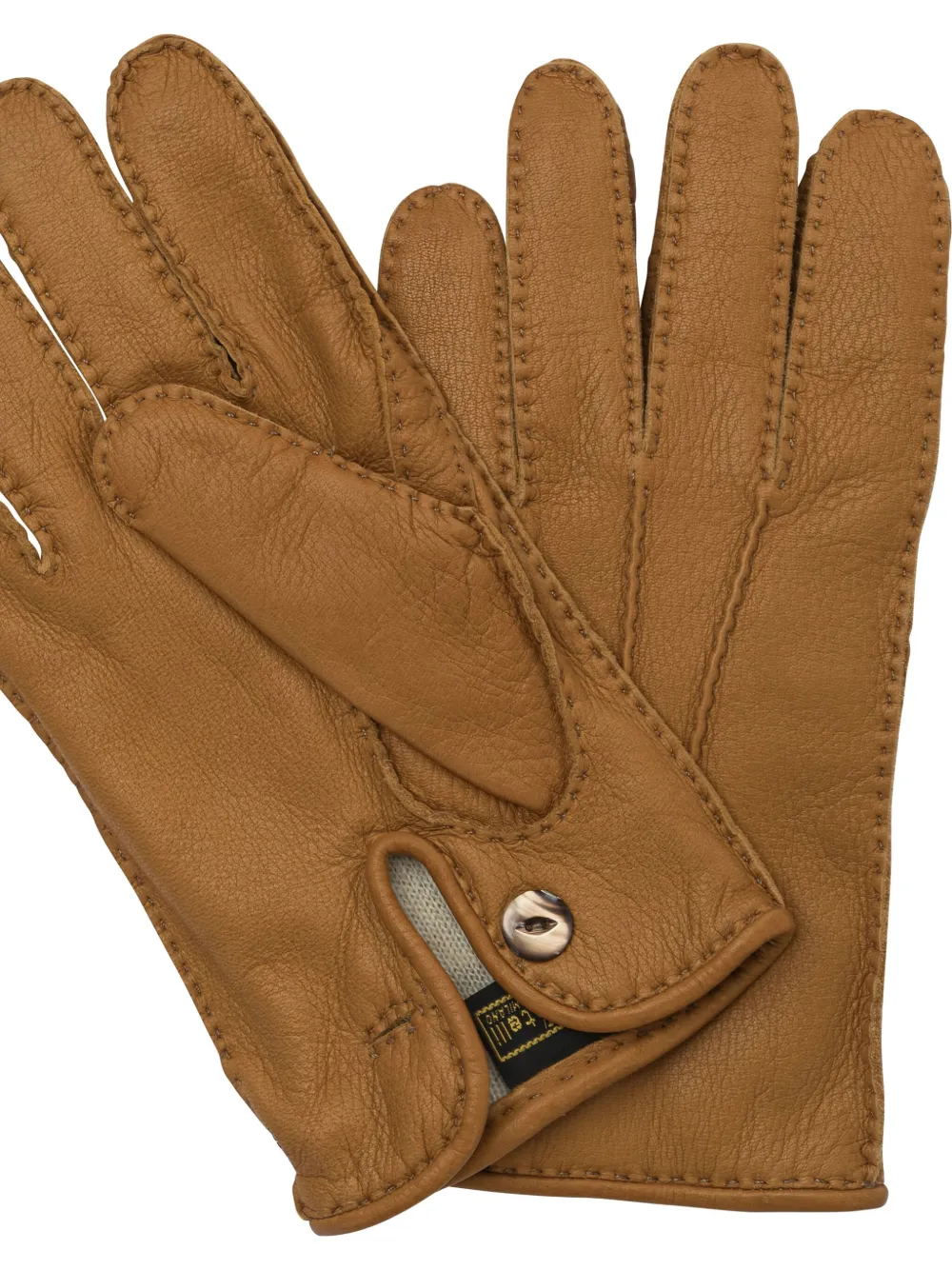 Restelli stitched leather gloves - Bruin