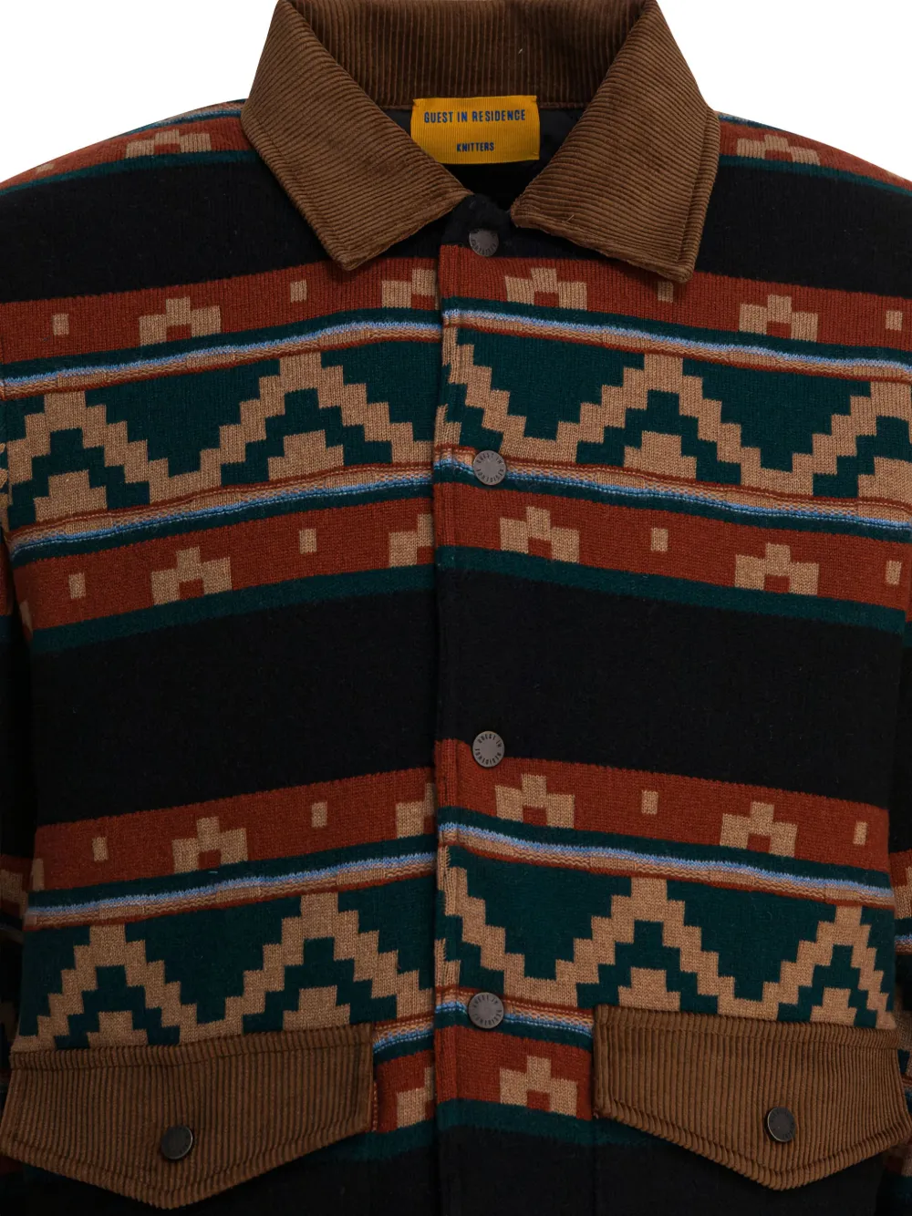 Guest In Residence Patterned Corduroy-collar Jacket In Black