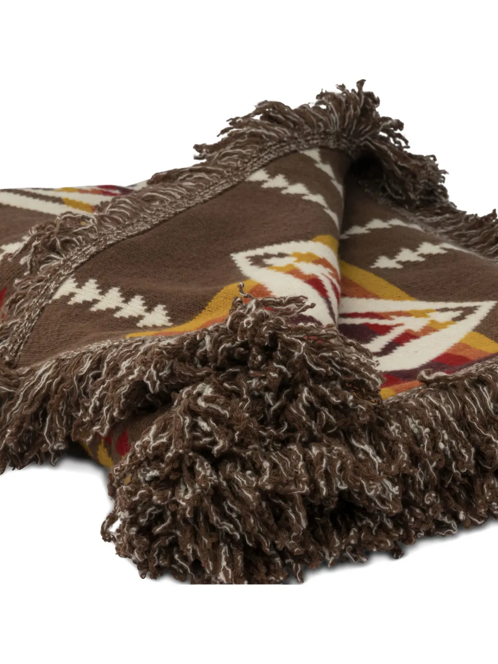 RAKKI fringed geometric wool throw - Bruin