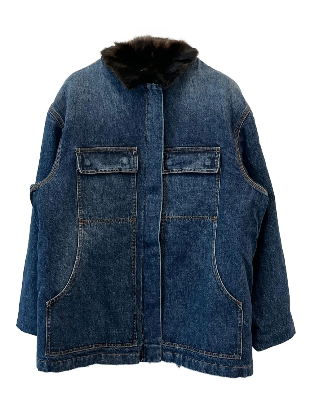 Magda Butrym Jeansjacke mit aufgesetzter Tasche - Blau