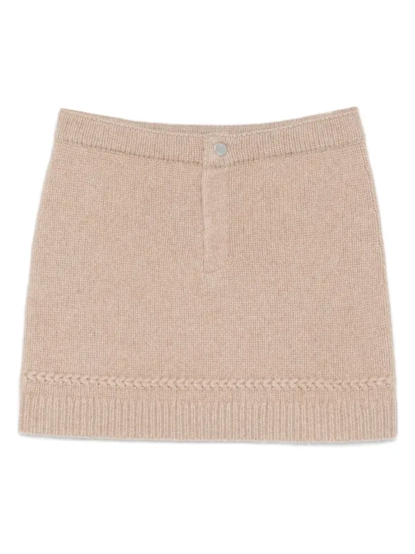 Guest In Residence Knitted Mini Skirt in Neutrals