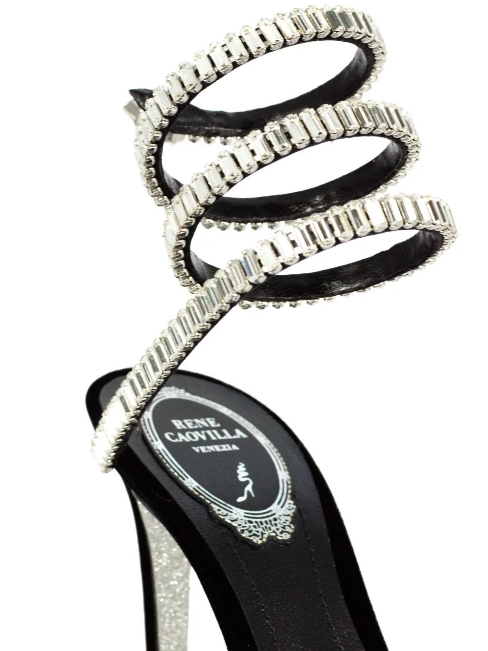 René Caovilla 104 mm stiletto sandalen met stras Zwart