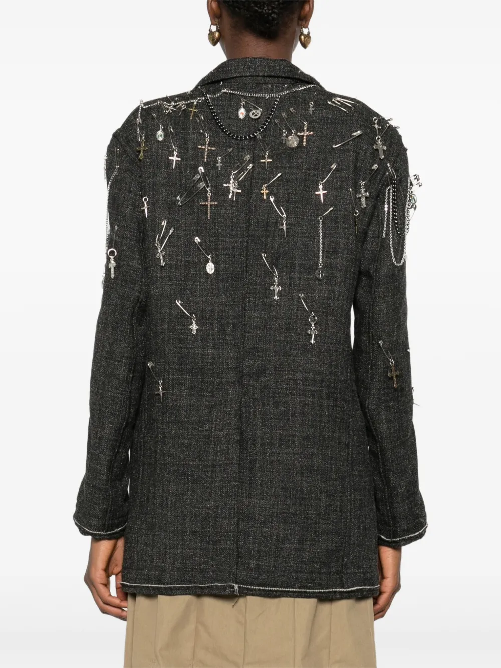 R13 Verfraaid jack met enkele rij knopen Grijs