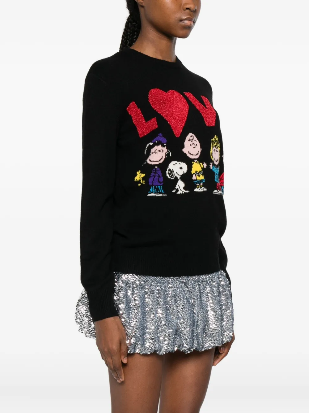 Mc2 Saint Barth X Peanuts New Queen Intarsia-knit Jumper In Black