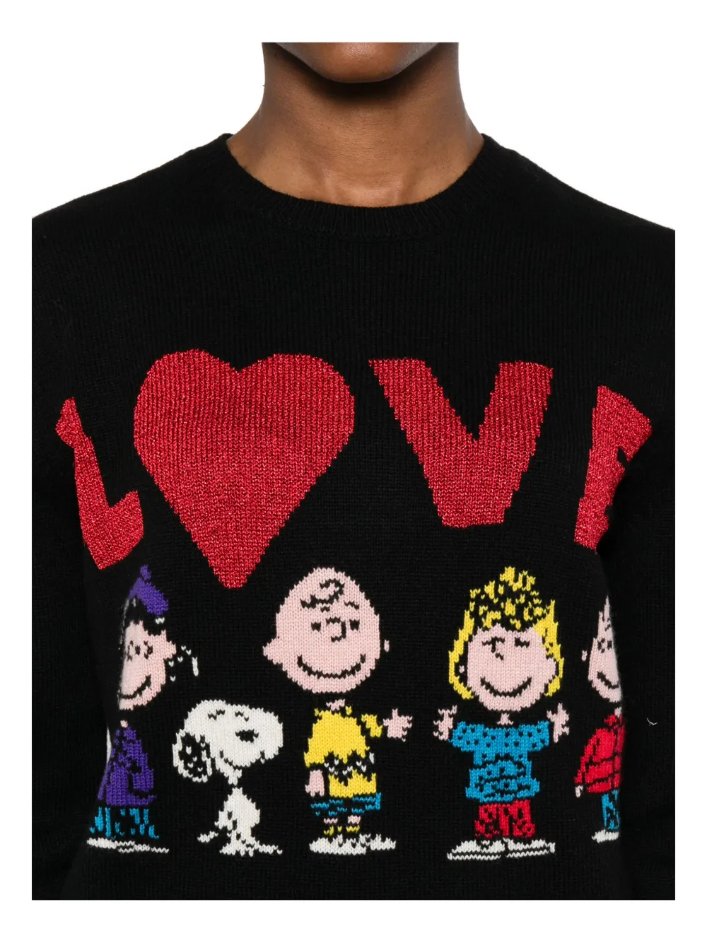 Mc2 Saint Barth X Peanuts New Queen Intarsia-knit Jumper In Black