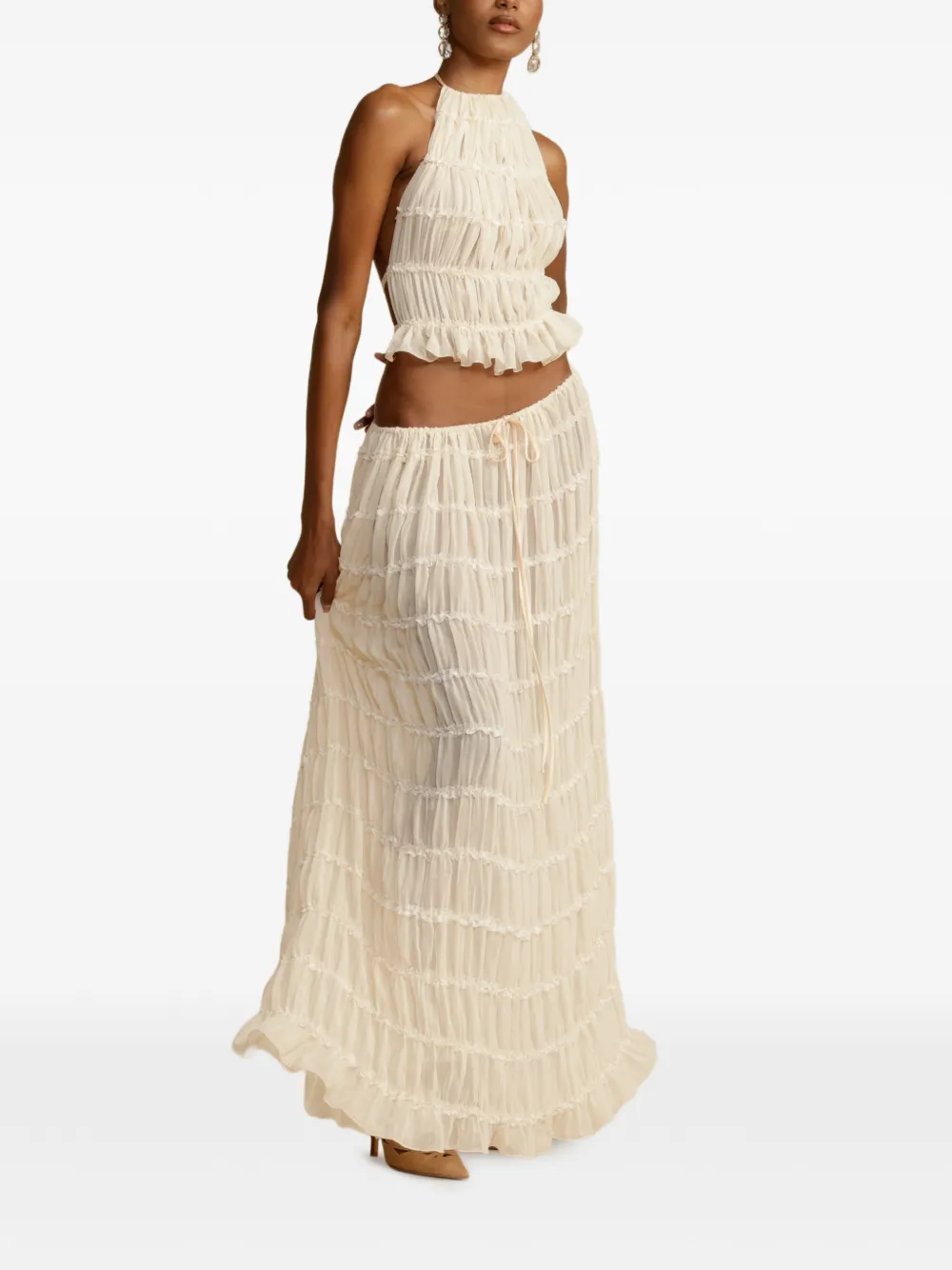  Arcina Ori Juliette Ruched Halterneck Top - Neutrals 