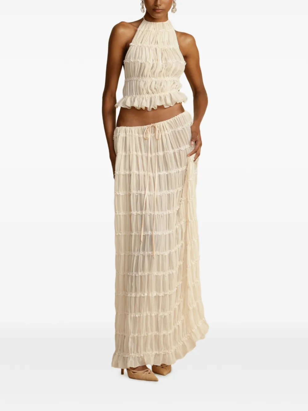 Arcina Ori Juliette Ruched Halterneck Top - Neutrals 