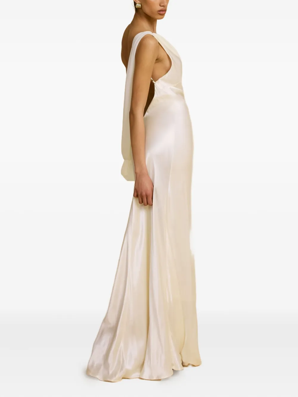 Arcina Ori Helena Asymmetric Gown Dress In White
