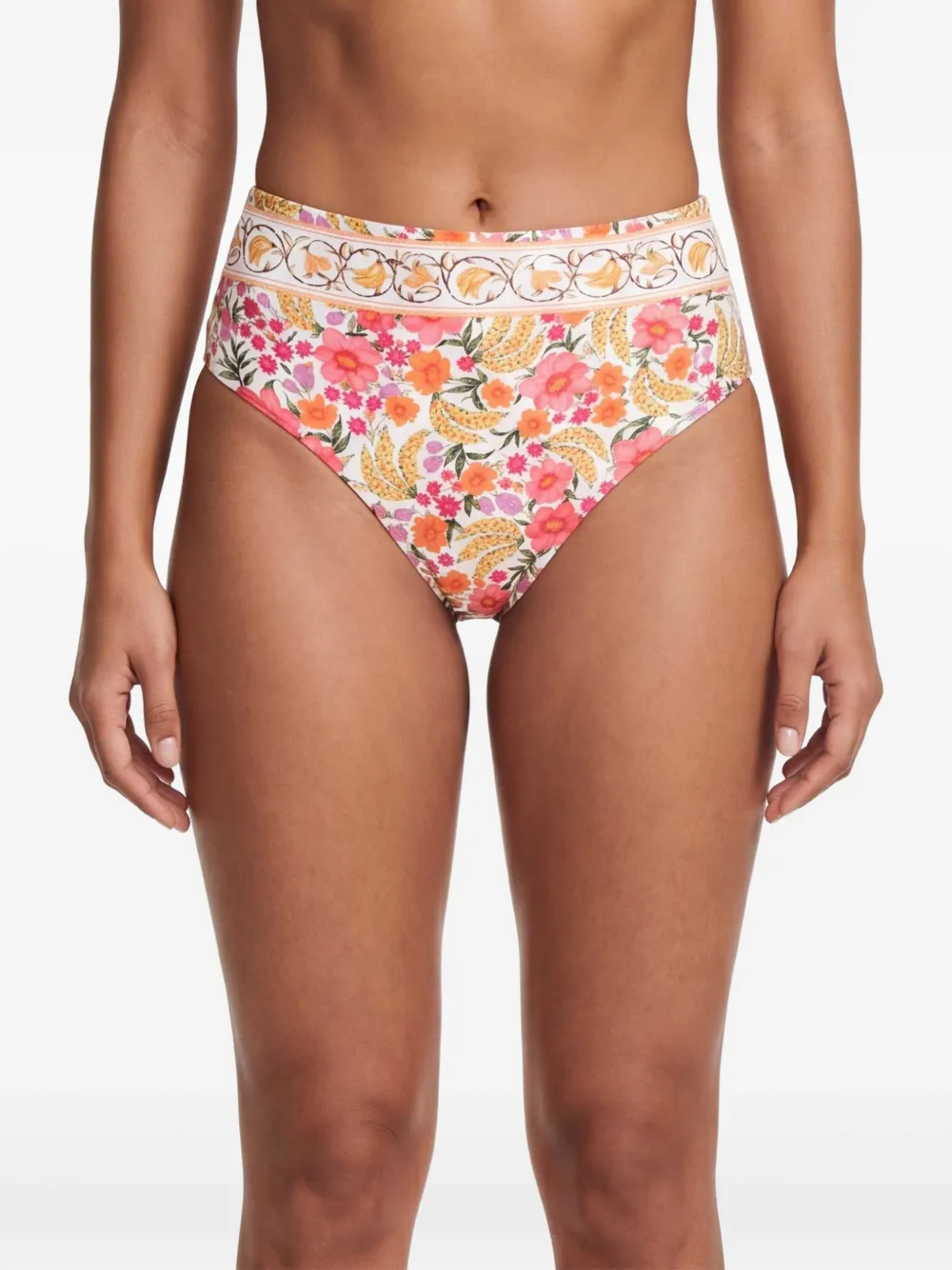 FARM Rio High-waist bikinislip met bloemenprint Wit