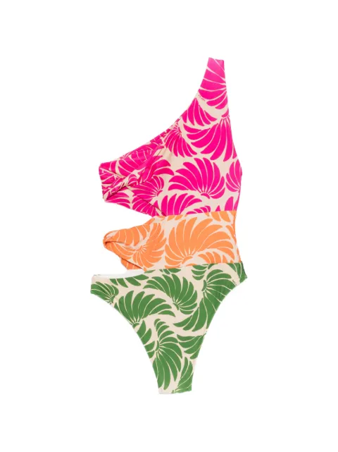 FARM Rio one-shoulder floral-print swimsuit