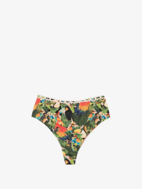 FARM Rio Green Bird Leaves high-waist bikini bottoms