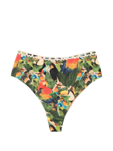 FARM Rio Green Bird Leaves high-waist bikini bottoms