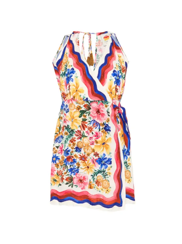 farm rio mini wrap dress Black Beaded Kisses Lenzing Ecovero Viscose Wrap Mini Dress
