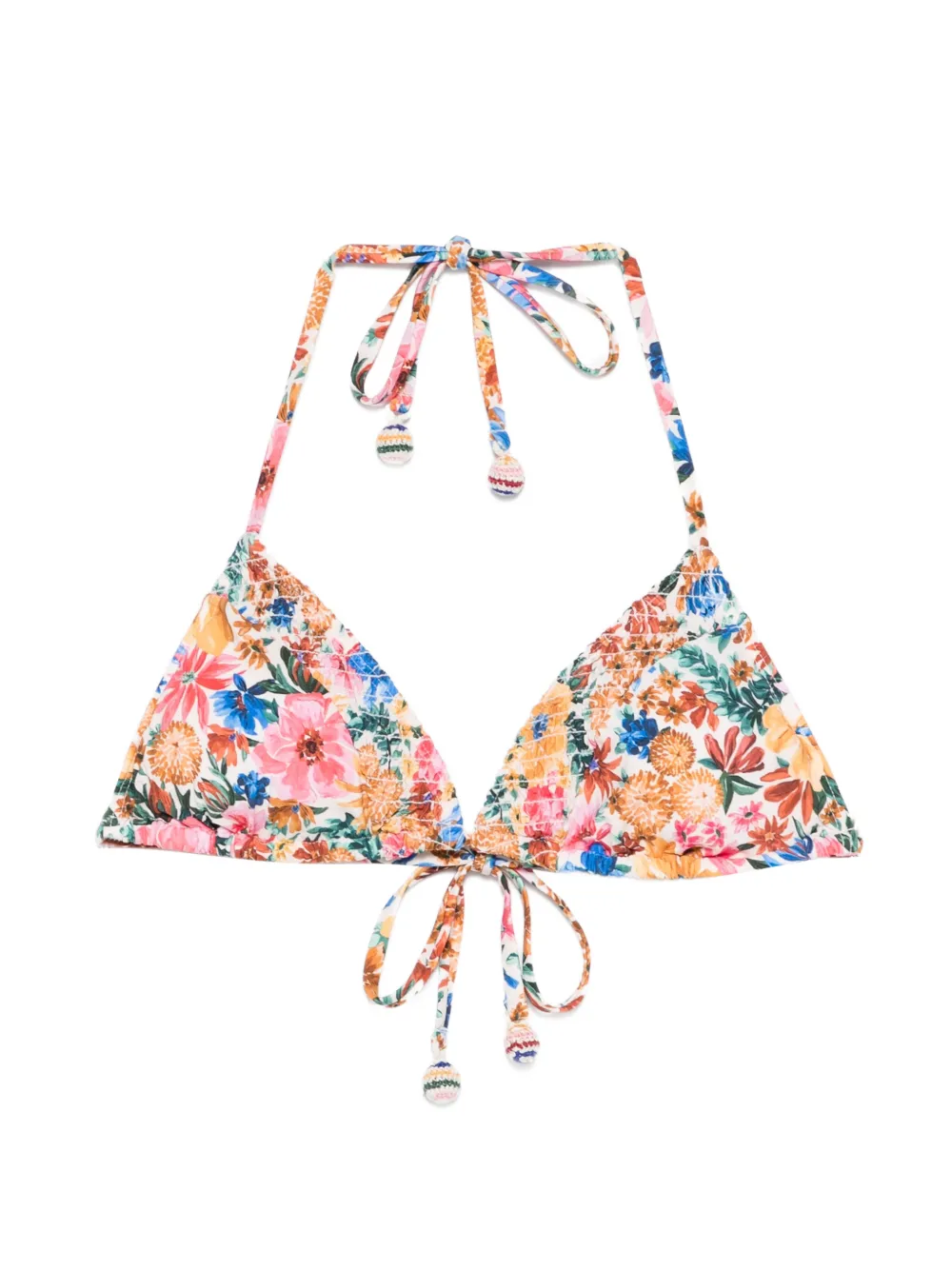 FARM Rio floral triangle bikini top - Bianco