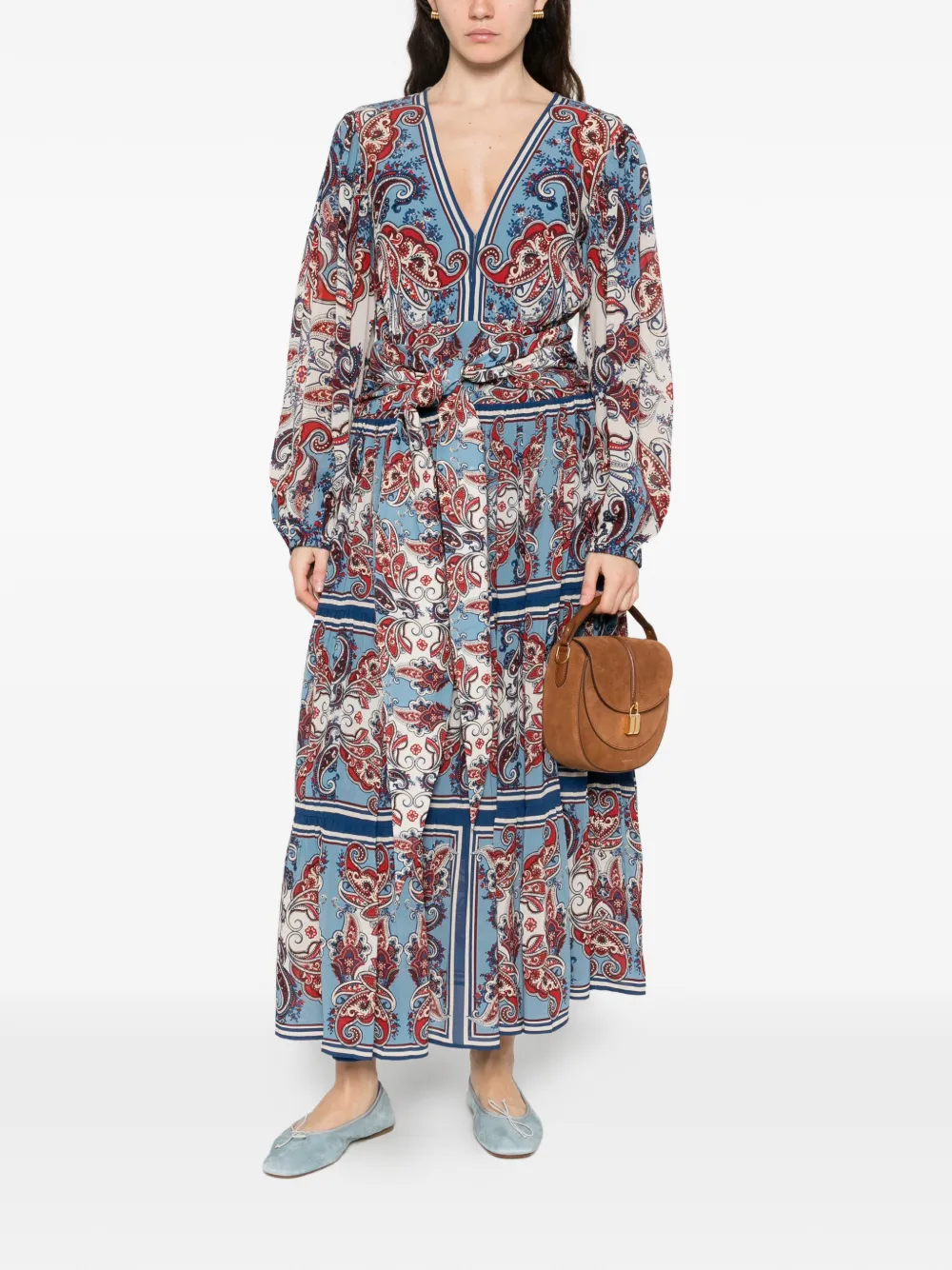 FARM Rio Gelaagde maxi-jurk met paisley-print Blauw