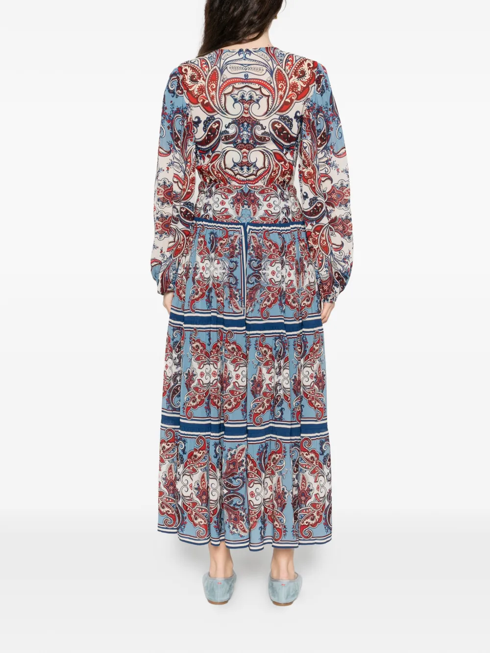 FARM Rio Gelaagde maxi-jurk met paisley-print Blauw