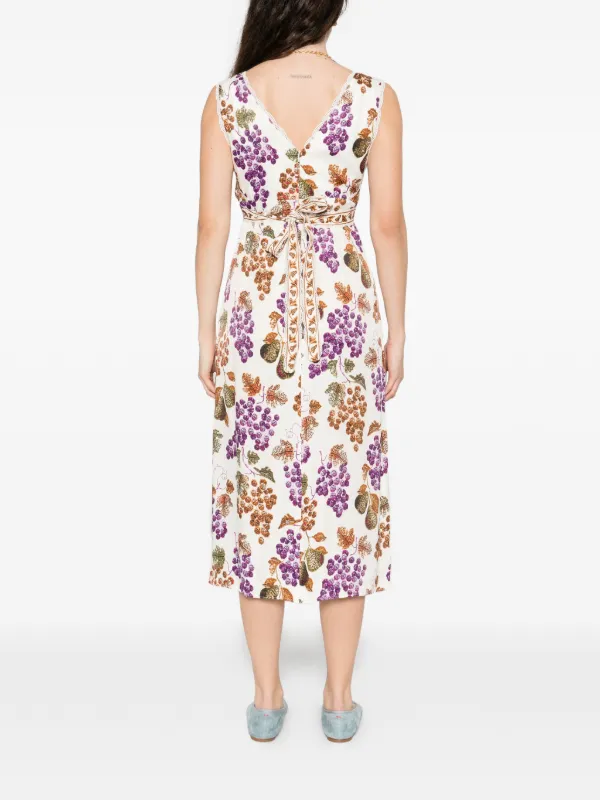 FARM Rio Grape Garden Sleeveless Midi Dress | White | FARFETCH GE