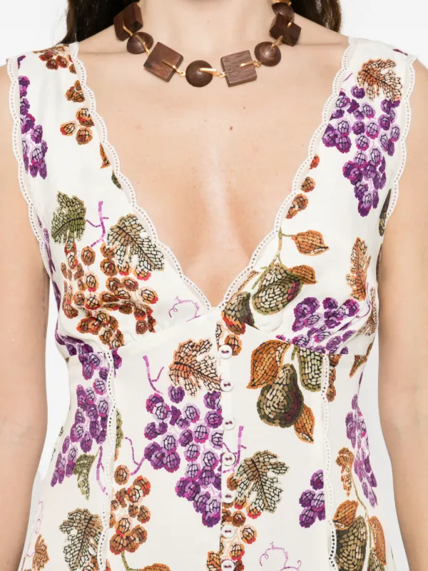farm rio linen blend garden sleeveless floral appliqu midi dress Farm Rio Linen Blend Garden Sleeveless Floral Appliqu Midi Dress