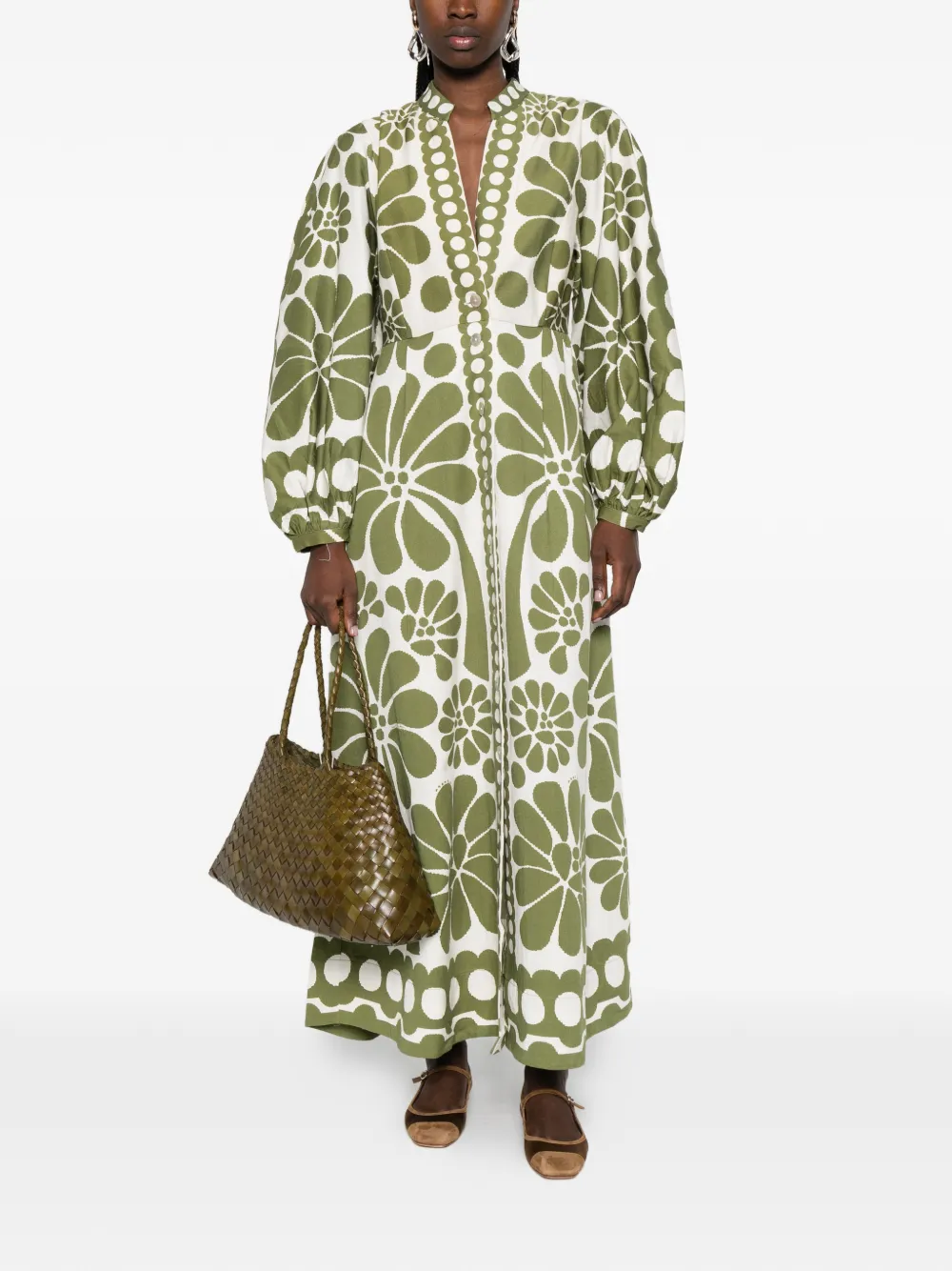 FARM Rio Palermo midi-jurk met bloemenprint Wit