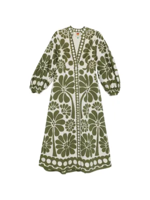 farm rio palermo long-sleeve belted midi dress Palermo Long-Sleeve Belted Midi Dress