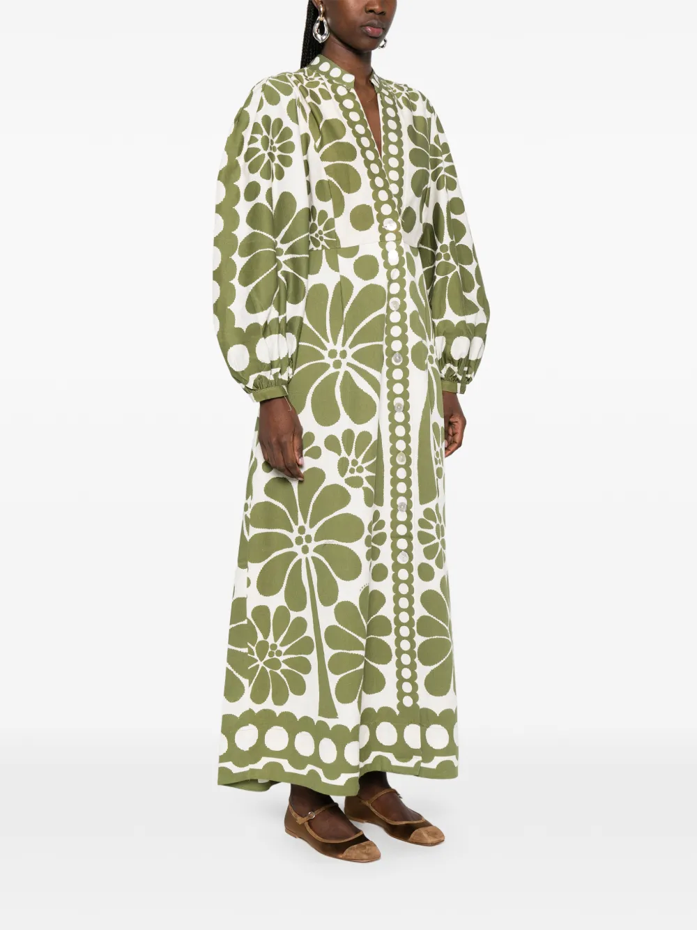 FARM Rio Palermo midi-jurk met bloemenprint Wit