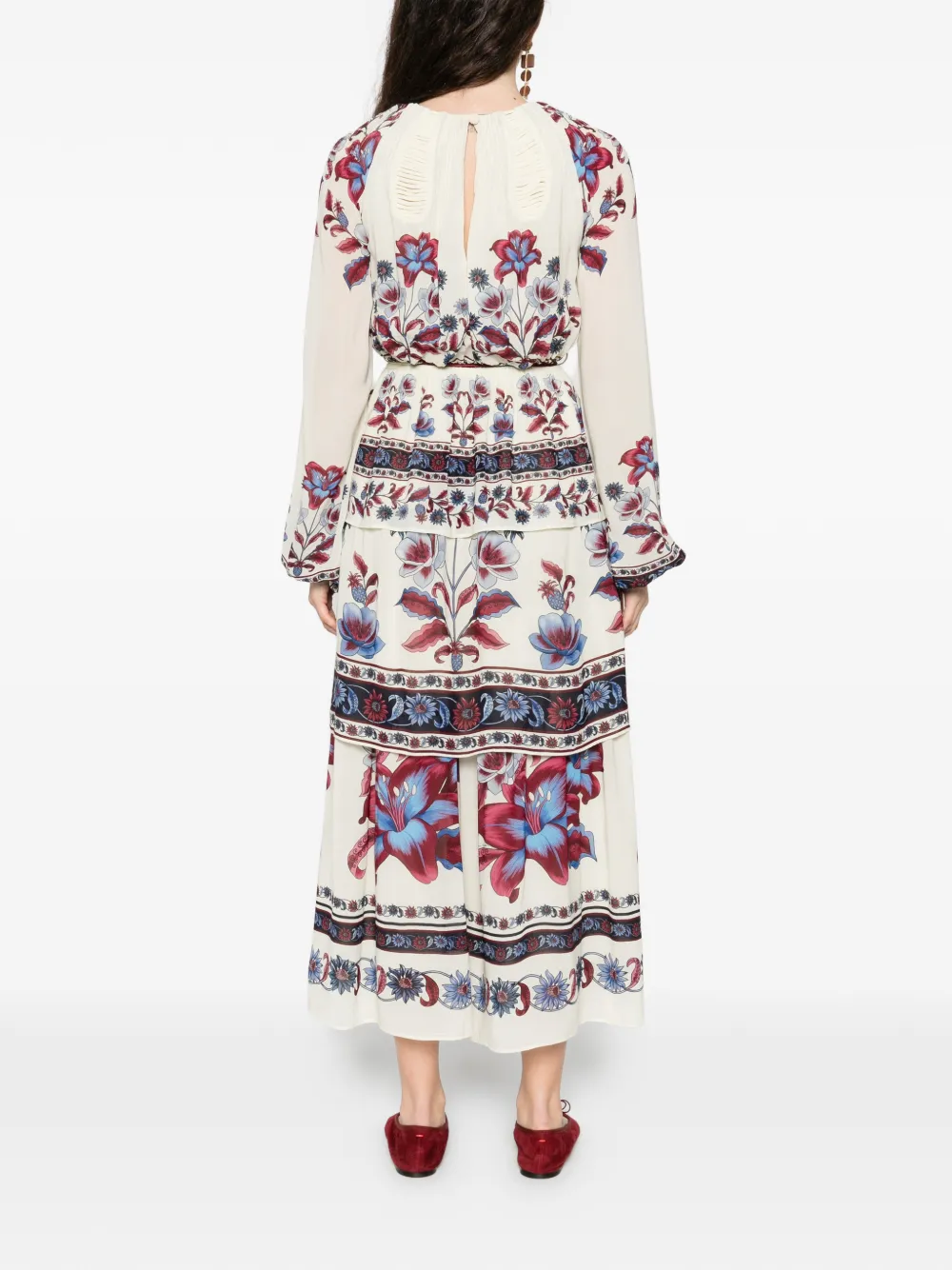 FARM Rio Malu Winter maxi-jurk met bloemenprint Beige
