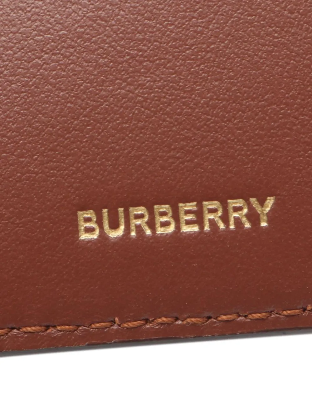 Pre-owned Burberry 2020-2025 Monogram Tb Stripe Coated Canvas Compact Wallet Small Wallets In Brown