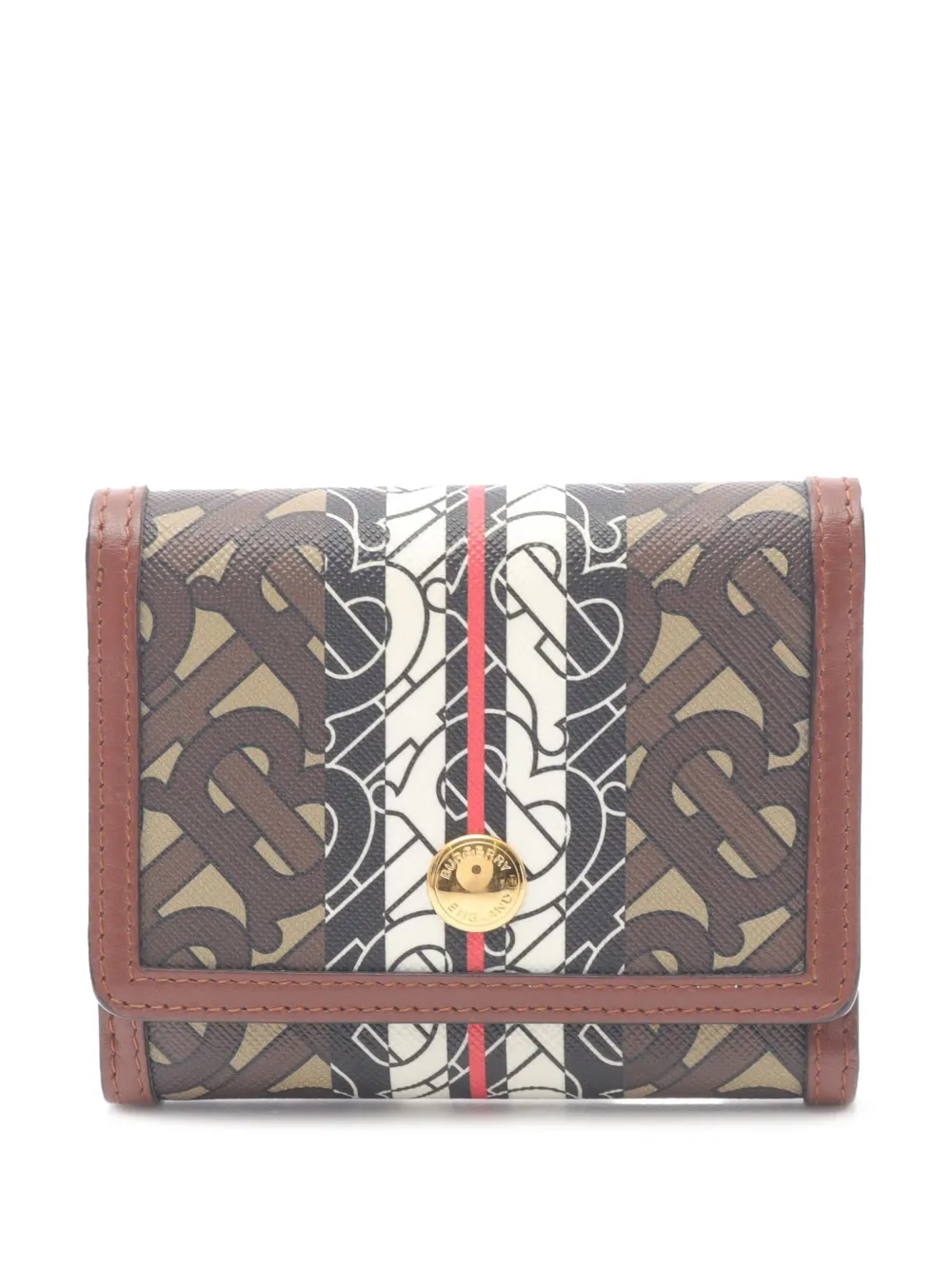Burberry Pre-Owned 2020-2025 Monogram TB Stripe Coated Canvas Compact Wallet small wallets | Brown | Image 1
